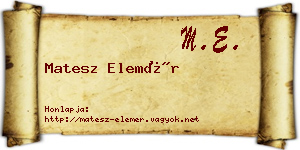 Matesz Elemér névjegykártya