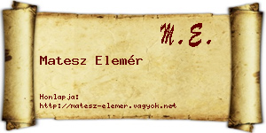 Matesz Elemér névjegykártya